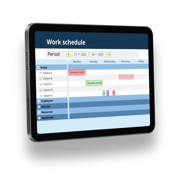Digitale Einsatz- und Arbeitsplanung mit übersichtlichem Wochenplan für Mitarbeiter und Ressourcen