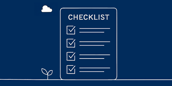 Illustration of a digital checklist with check marks on a dark blue background - symbolizes the structured implementation of automated processes and tasks with geoCapture through the use of Zapier interfaces.