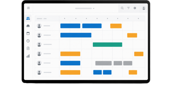 Digital absence management dashboard showing team availability, absences and planning in a clear calendar view.