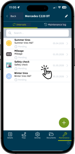 View the maintenance history of a vehicle in the geoCapture app