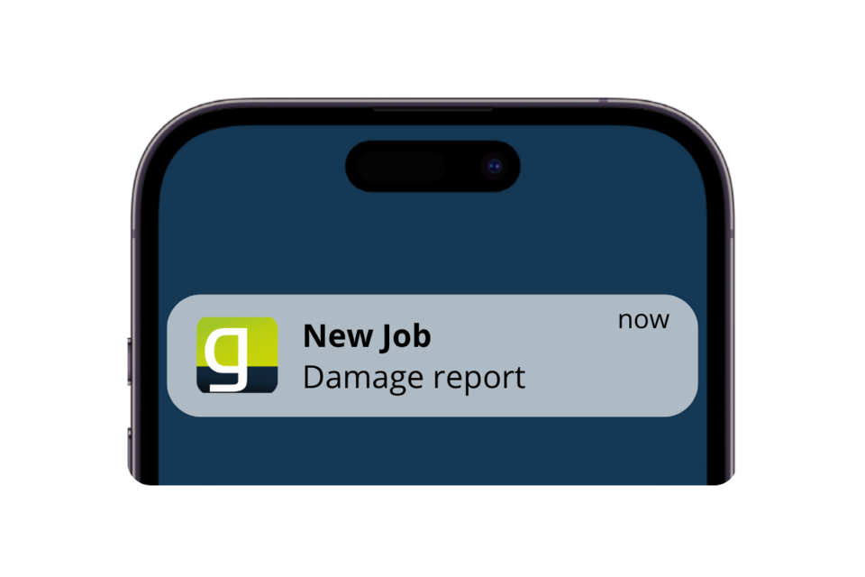 Pop-up notification of a damage report on the cell phone